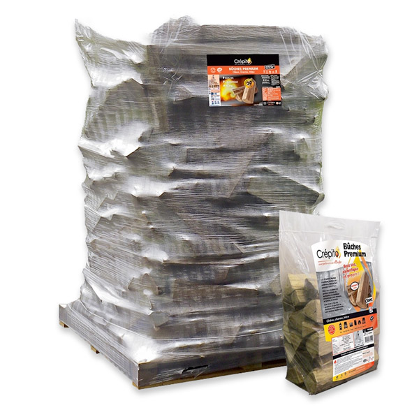 ﻿Crépito bois de chauffage - Bûche Prémium 25cm - Palette 2m3﻿